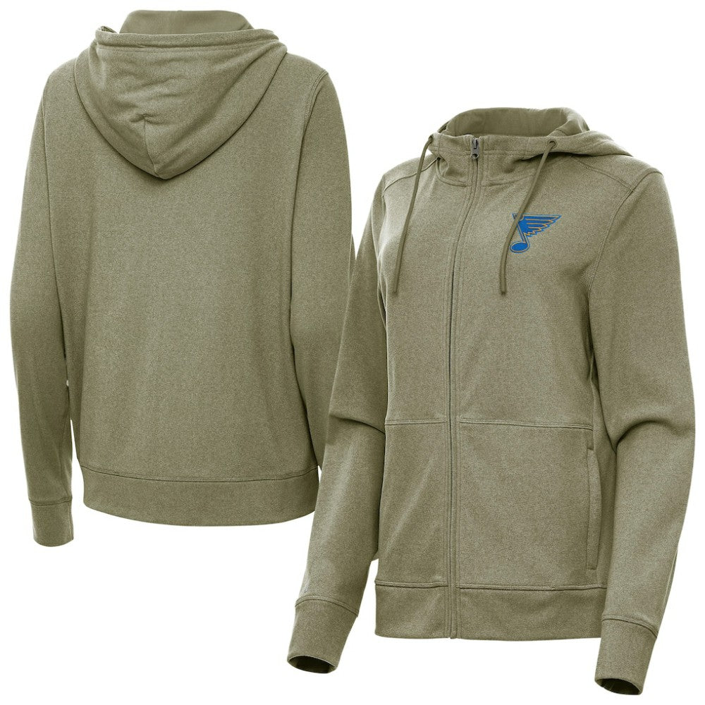 St. Louis Blues Antigua Women's Seeker Full-Zip Hoodie - Olive - NHL 203361935
