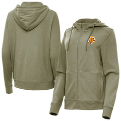 Boston Bruins Antigua Women's Seeker Full-Zip Hoodie - Olive - NHL 203361936