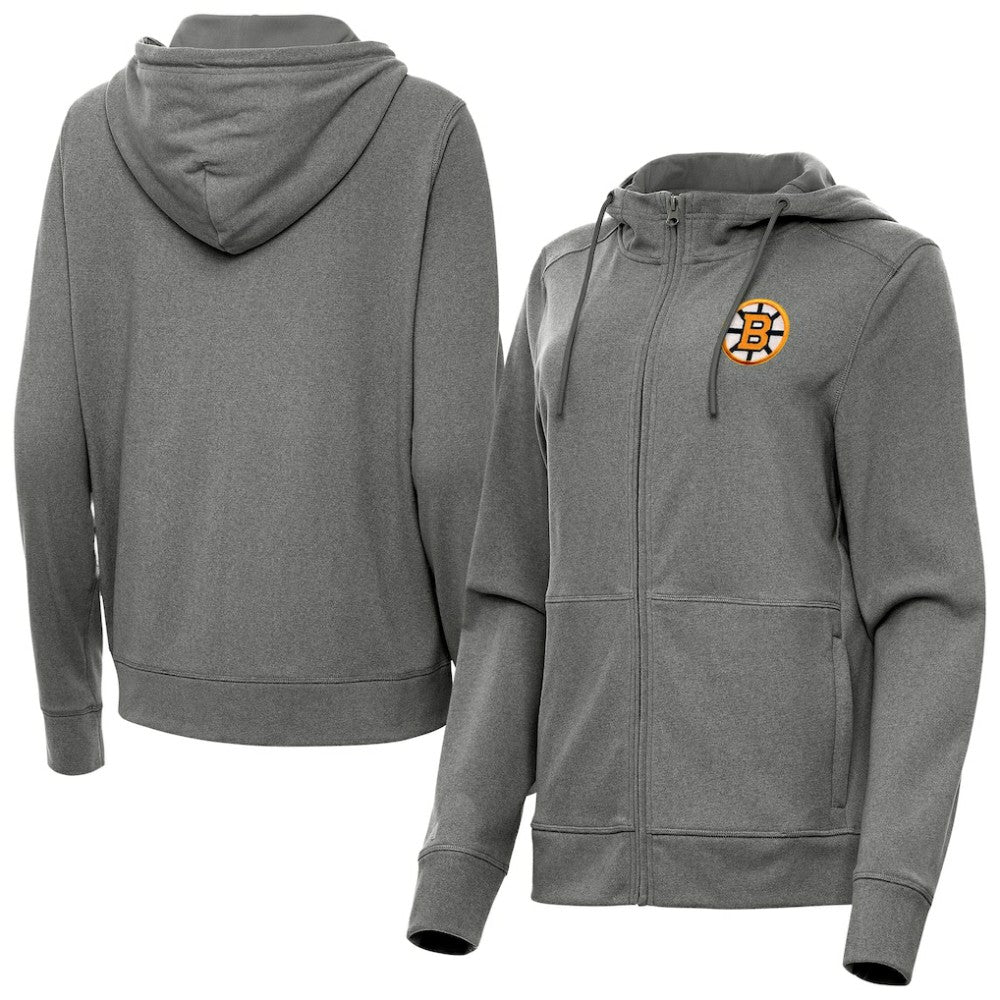 Boston Bruins Antigua Women's Seeker Full-Zip Hoodie - Heather Black - NHL 203361937