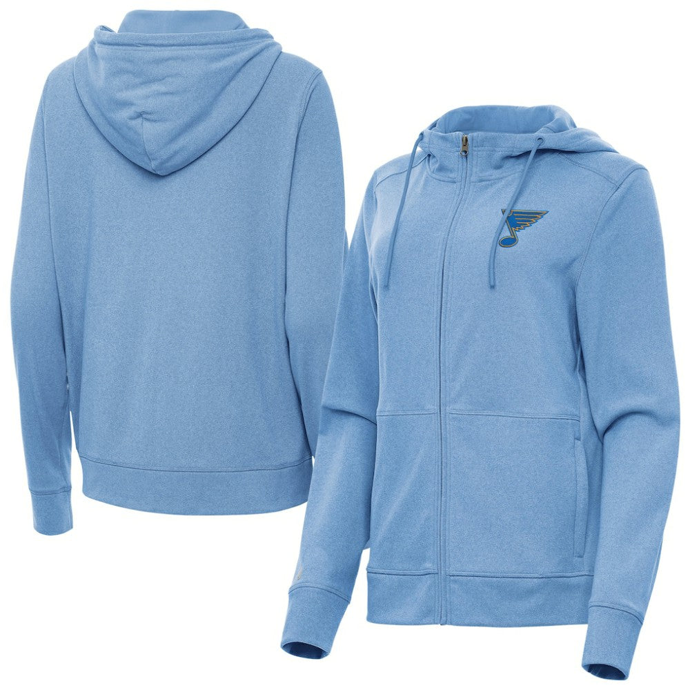 St. Louis Blues Antigua Women's Seeker Full-Zip Hoodie - Heather Blue - NHL 203361938