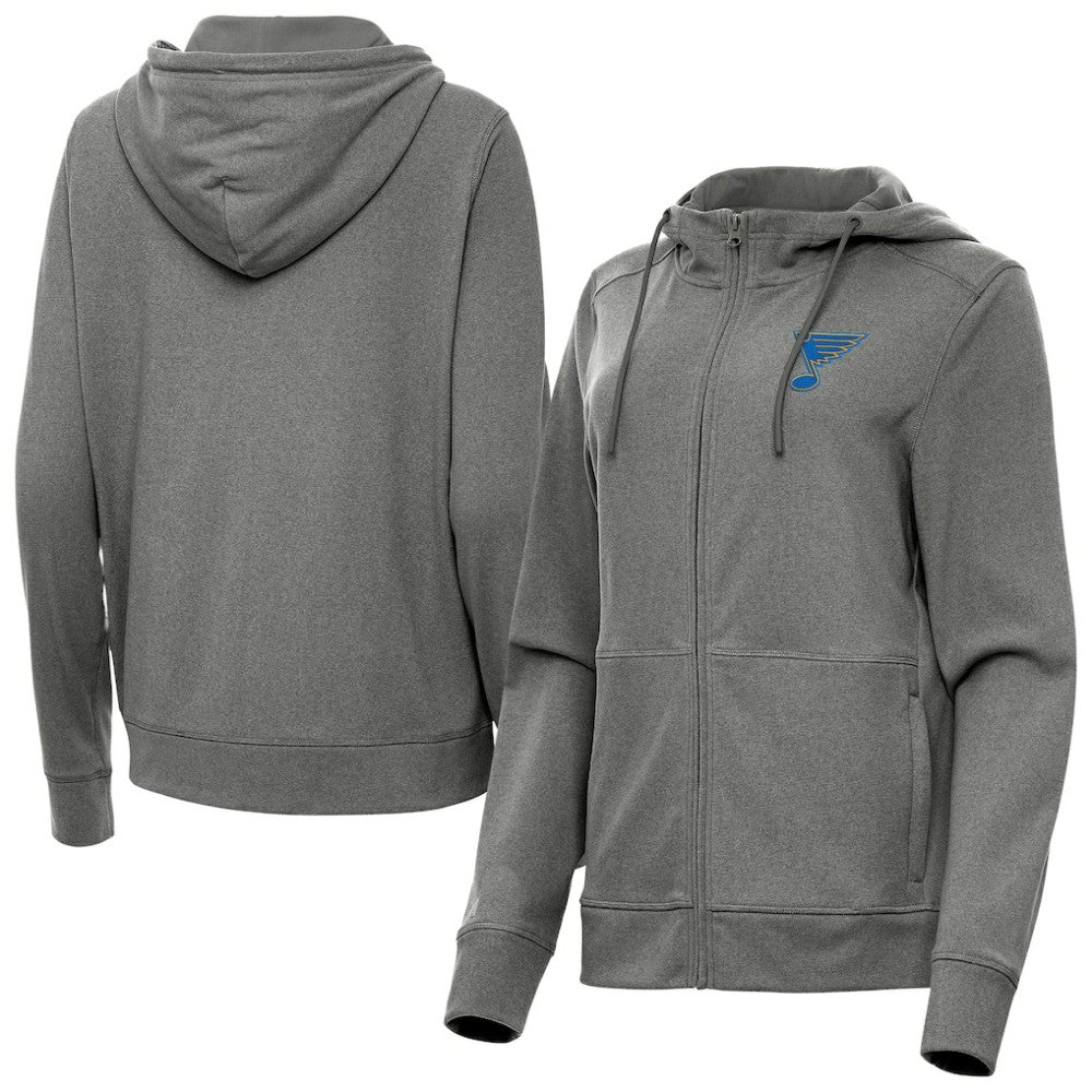 St. Louis Blues Antigua Women's Seeker Full-Zip Hoodie - Heather Black - NHL 203361939