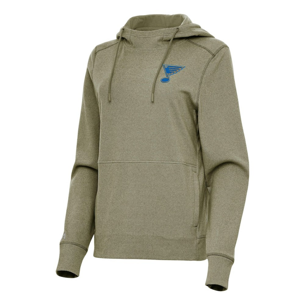 St. Louis Blues Antigua Women's Justice Pullover Hoodie - Olive - NHL 203361940