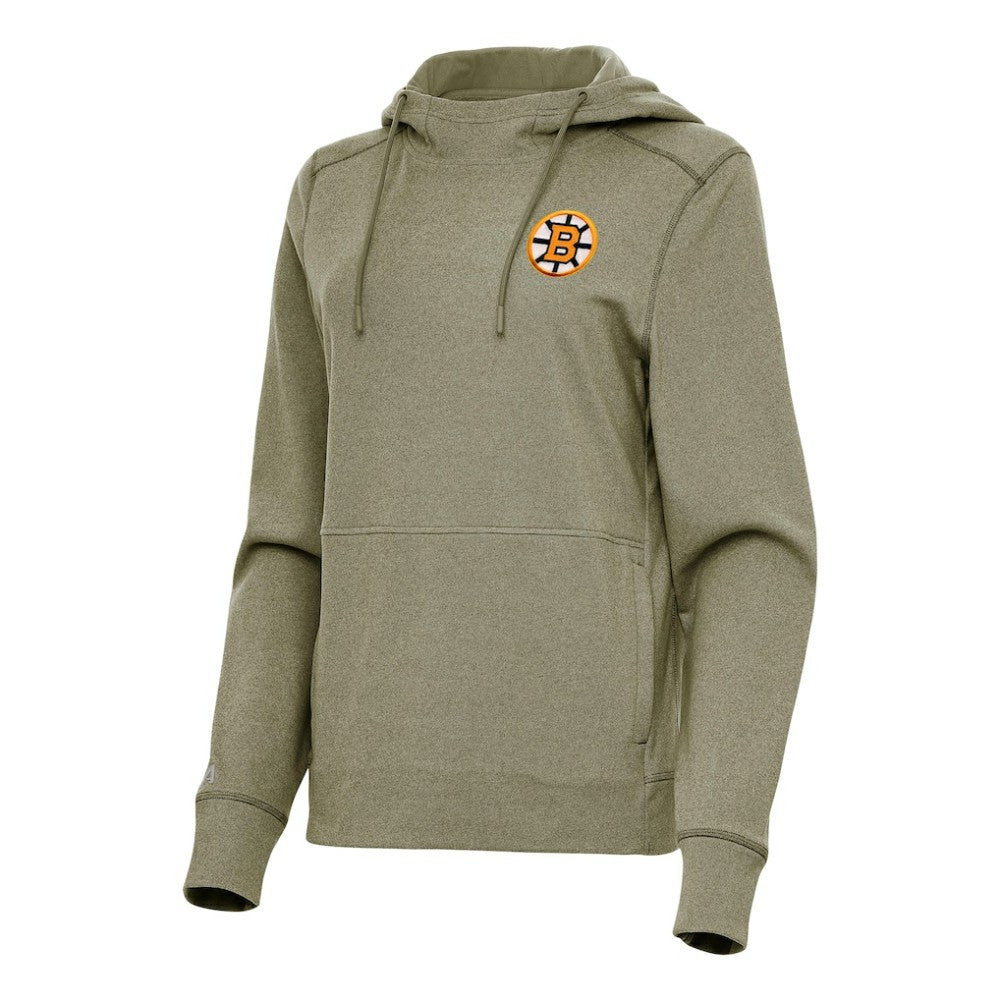 Boston Bruins Antigua Women's Justice Pullover Hoodie - Olive - NHL 203361941