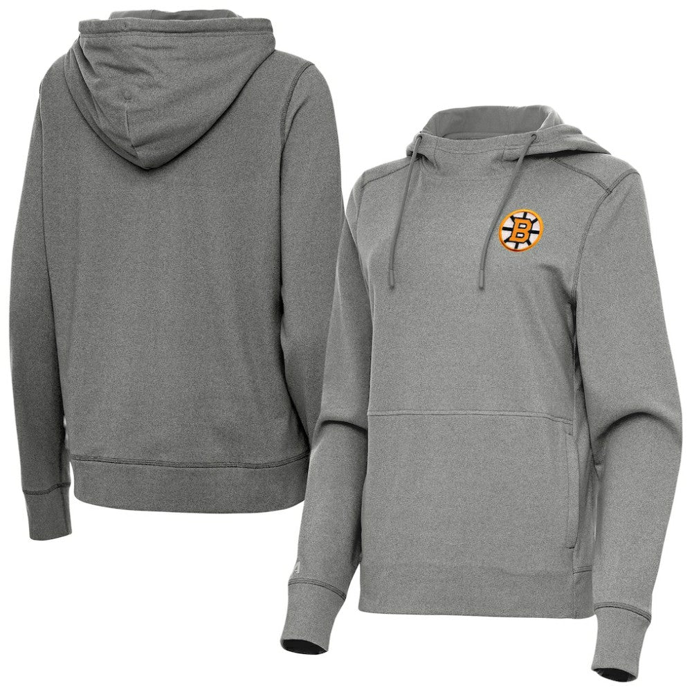 Boston Bruins Antigua Women's Justice Pullover Hoodie - Heather Black - NHL 203361942