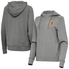 Boston Bruins Antigua Women's Justice Pullover Hoodie - Heather Black - NHL 203361942