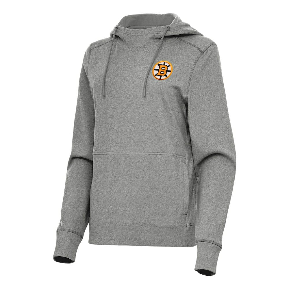 Boston Bruins Antigua Women's Justice Pullover Hoodie - Heather Black - NHL 203361942