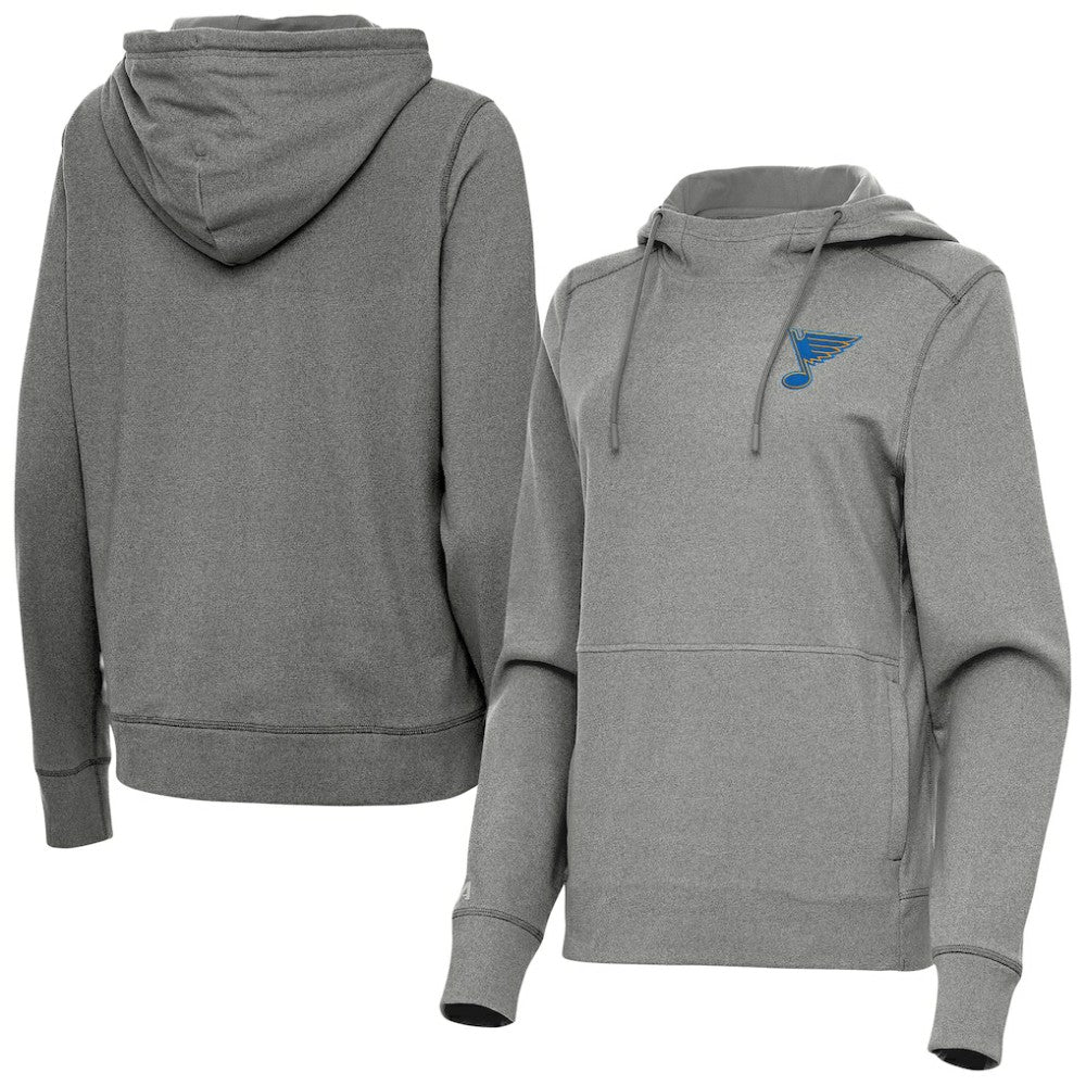 St. Louis Blues Antigua Women's Justice Pullover Hoodie - Heather Black - NHL 203361943