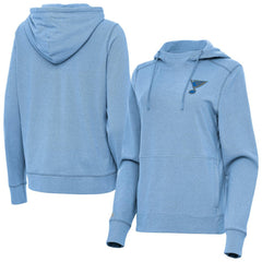 St. Louis Blues Antigua Women's Justice Pullover Hoodie - Heather Blue - NHL 203361944