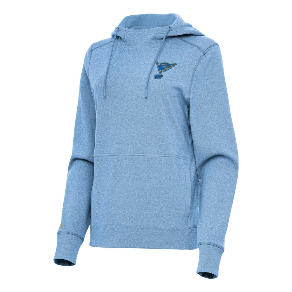 St. Louis Blues Antigua Women's Justice Pullover Hoodie - Heather Blue - NHL 203361944