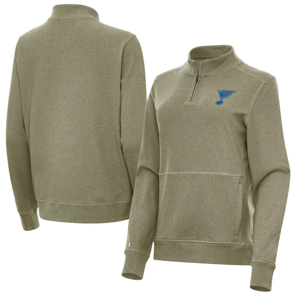St. Louis Blues Antigua Women's Crush Quarter-Zip Pullover - Olive - NHL 203361945