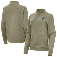 St. Louis Blues Antigua Women's Crush Quarter-Zip Pullover - Olive - NHL 203361945