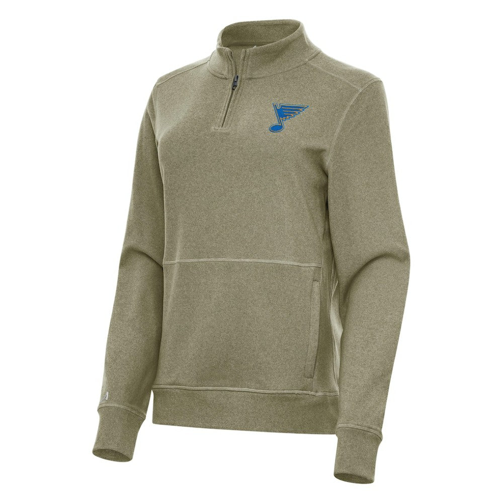 St. Louis Blues Antigua Women's Crush Quarter-Zip Pullover - Olive - NHL 203361945
