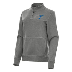 St. Louis Blues Antigua Women's Crush Quarter-Zip Pullover - Heather Black - NHL 203361951