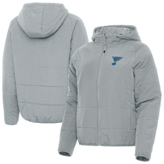 St. Louis Blues Antigua Women's Raglan Universe Full-Zip Hooded Jacket - Gray - NHL 203361952