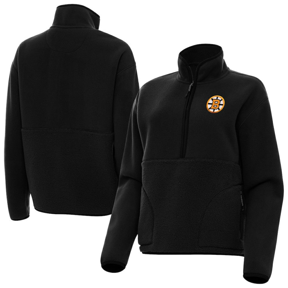 Boston Bruins Antigua Women's Figure Half-Zip Pullover - Black - NHL 203361963