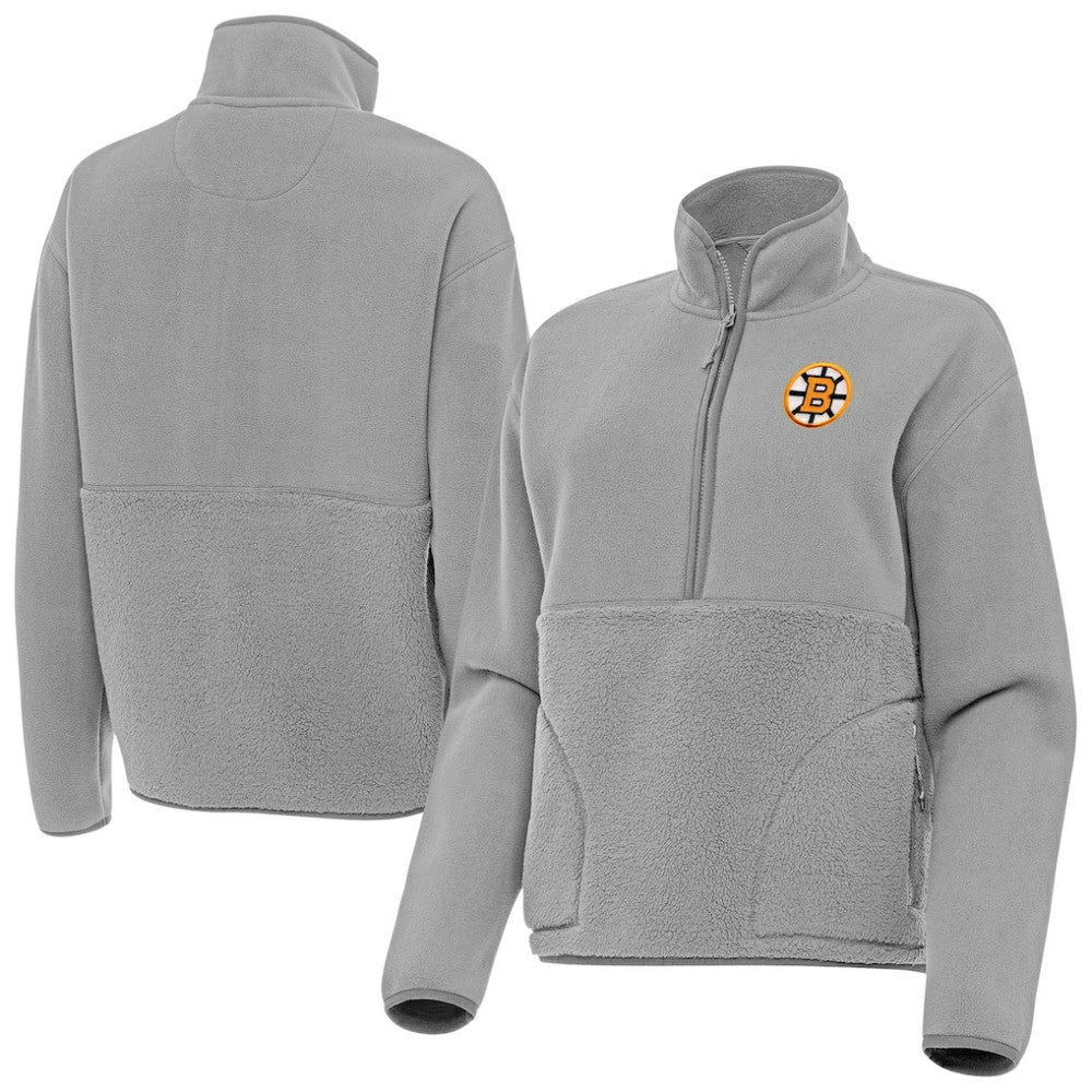 Boston Bruins Antigua Women's Figure Half-Zip Pullover - Gray - NHL 203361964