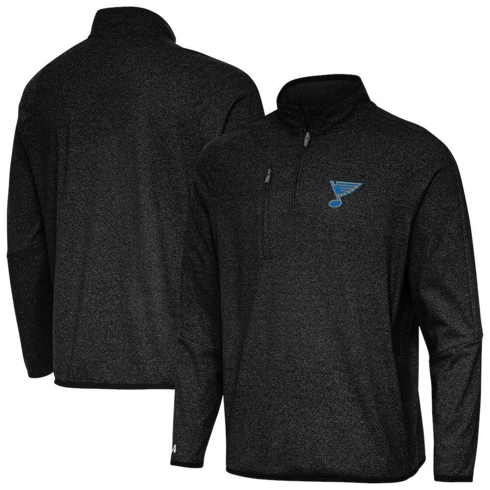 St. Louis Blues Antigua Certain Tri-Blend Quarter-Zip Top - Heather Black - NHL 203361970
