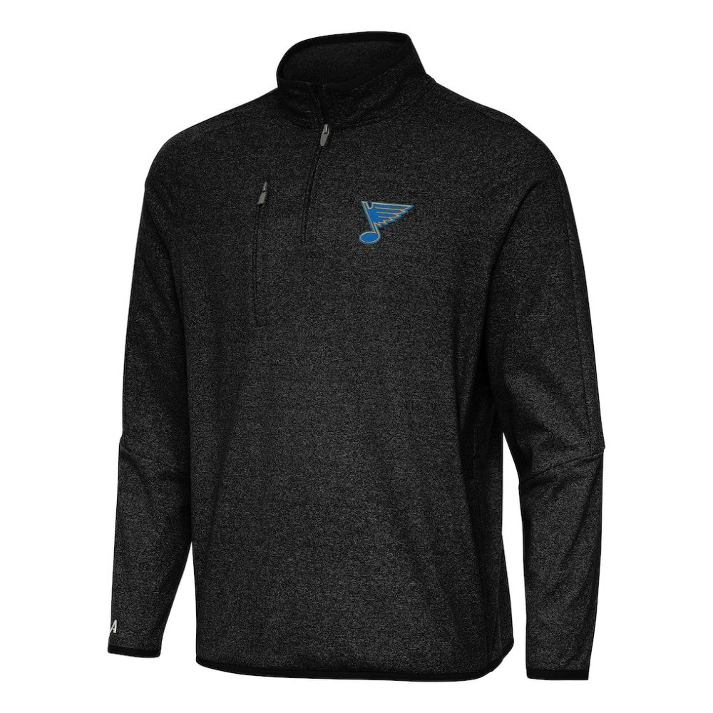 St. Louis Blues Antigua Certain Tri-Blend Quarter-Zip Top - Heather Black - NHL 203361970