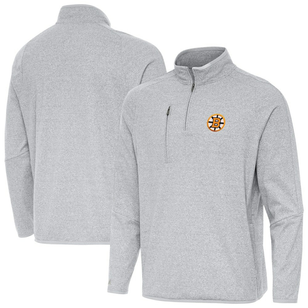 Boston Bruins Antigua Certain Tri-Blend Quarter-Zip Top - Heather Gray - NHL 203361971