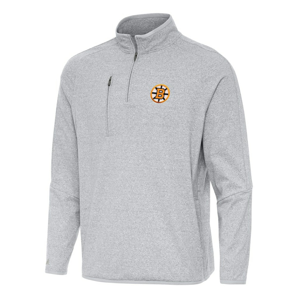 Boston Bruins Antigua Certain Tri-Blend Quarter-Zip Top - Heather Gray - NHL 203361971