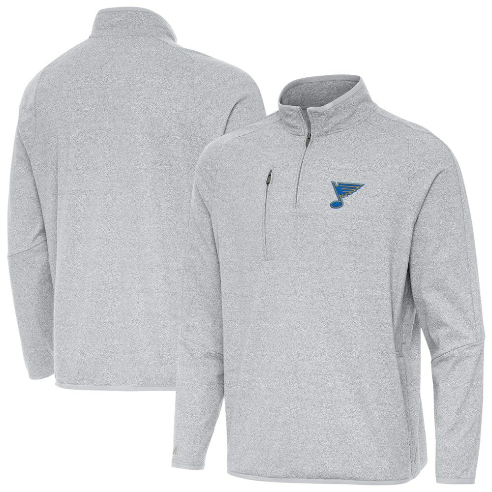 St. Louis Blues Antigua Certain Tri-Blend Quarter-Zip Top - Heather Gray - NHL 203361972
