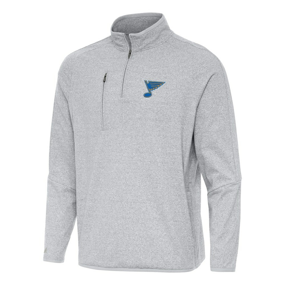 St. Louis Blues Antigua Certain Tri-Blend Quarter-Zip Top - Heather Gray - NHL 203361972