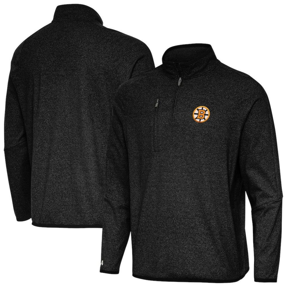 Boston Bruins Antigua Certain Tri-Blend Quarter-Zip Top - Heather Black - NHL 203361973