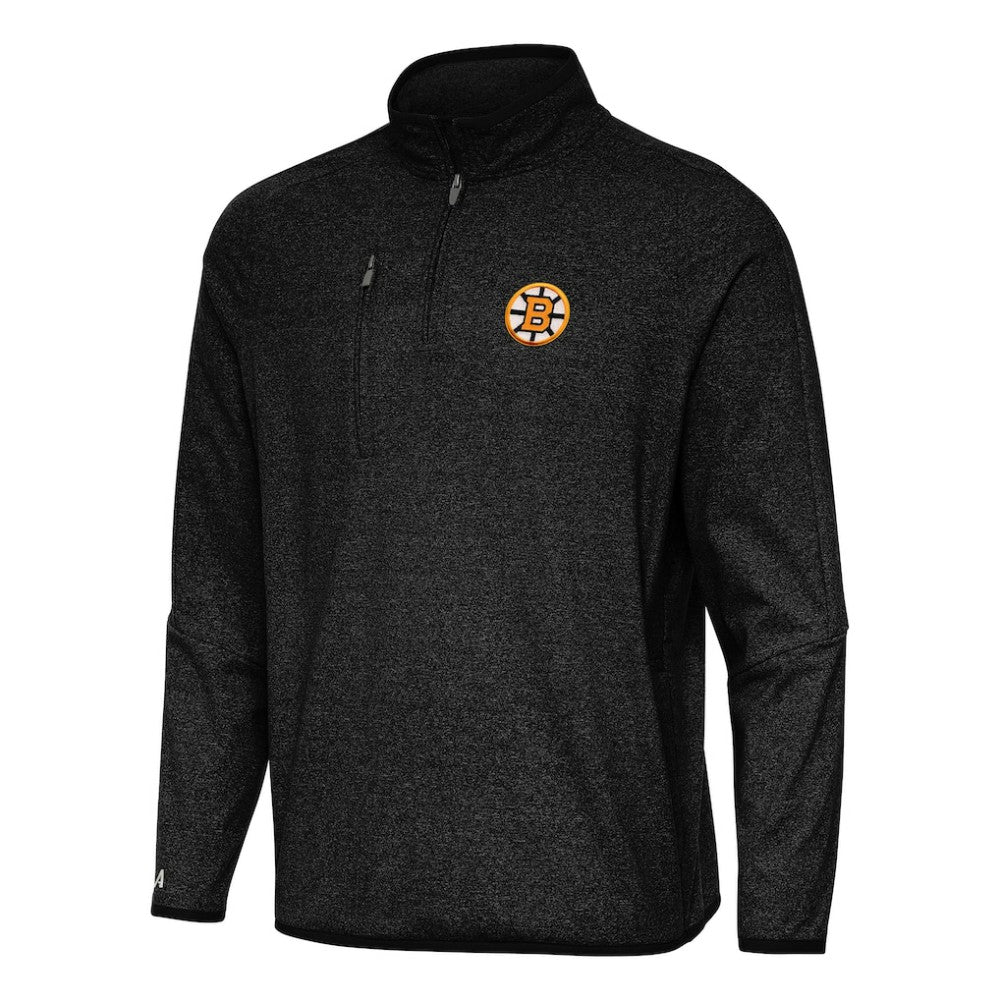 Boston Bruins Antigua Certain Tri-Blend Quarter-Zip Top - Heather Black - NHL 203361973