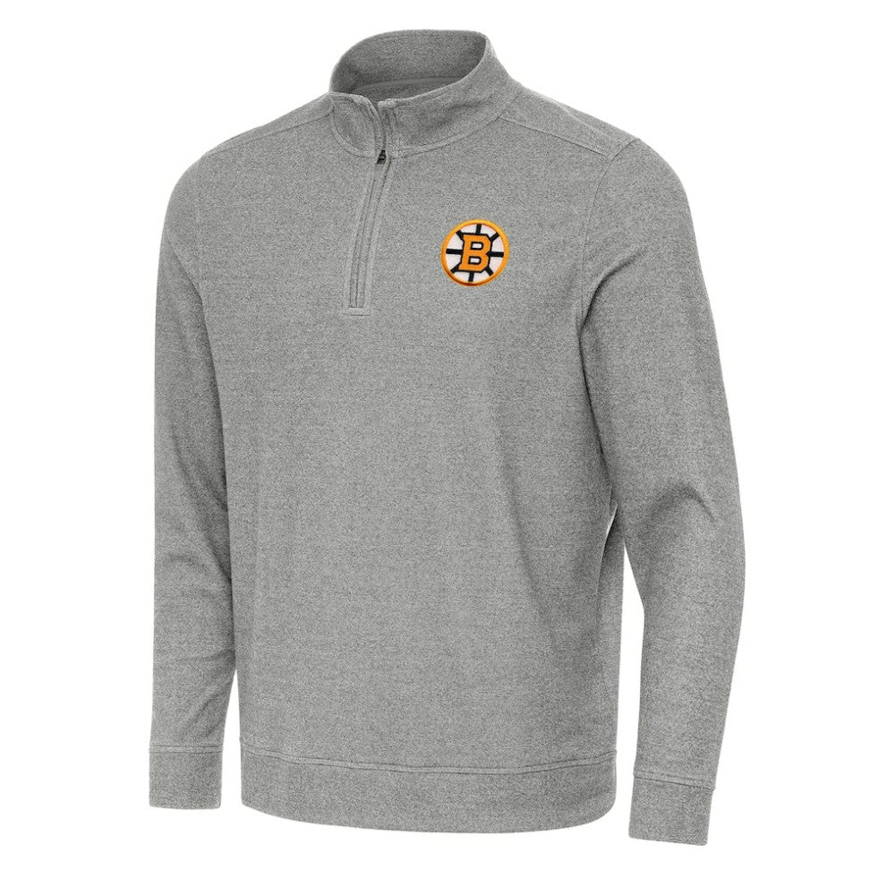 Boston Bruins Antigua Subtle Quarter-Zip Sweatshirt - Heather Black - NHL 203361975
