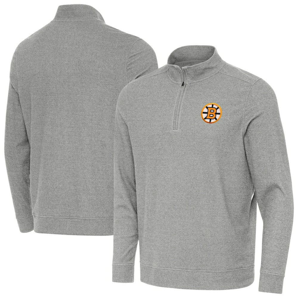 Boston Bruins Antigua Subtle Quarter-Zip Sweatshirt - Heather Gray - NHL 203361976