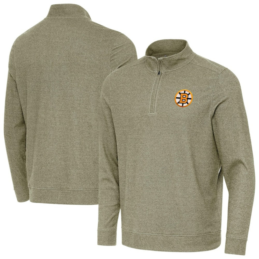 Boston Bruins Antigua Subtle Quarter-Zip Sweatshirt - Olive - NHL 203361977