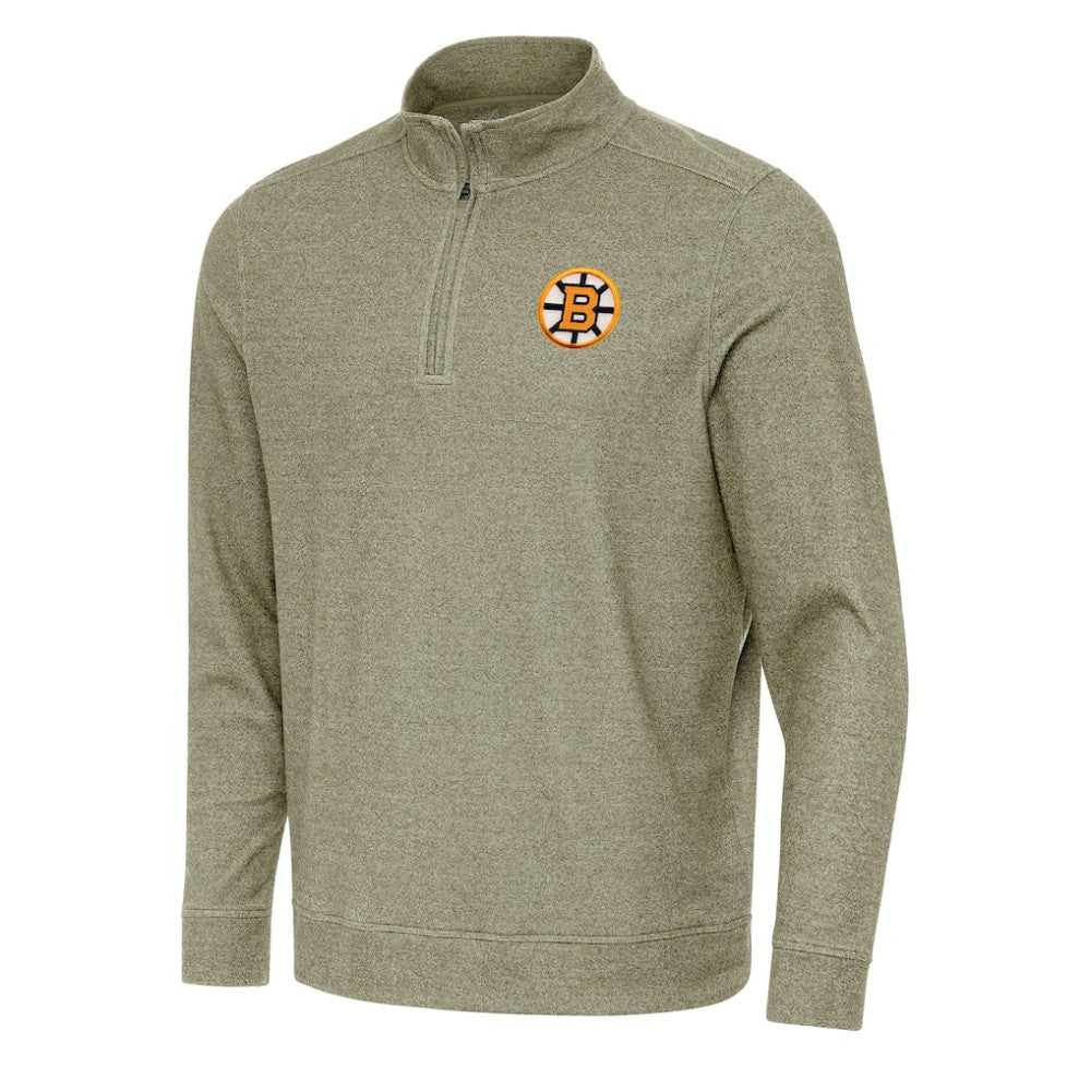 Boston Bruins Antigua Subtle Quarter-Zip Sweatshirt - Olive - NHL 203361977