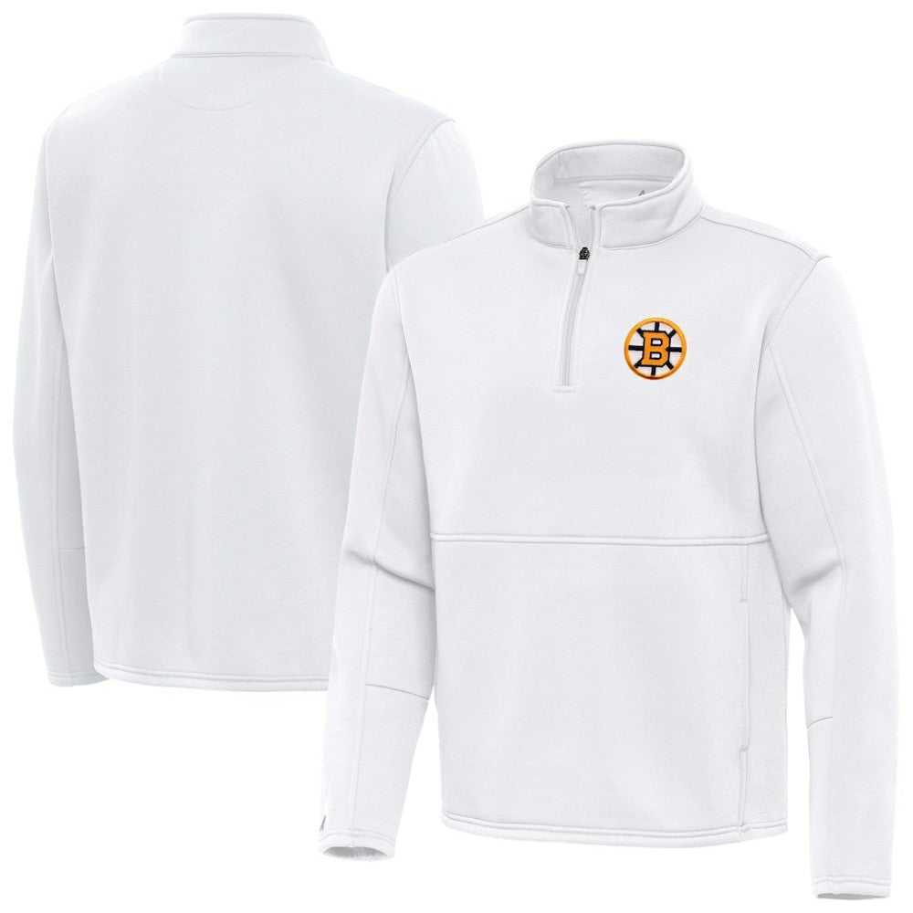 Boston Bruins Antigua Twist Quarter-Zip Pullover Jacket - White - NHL 203361982