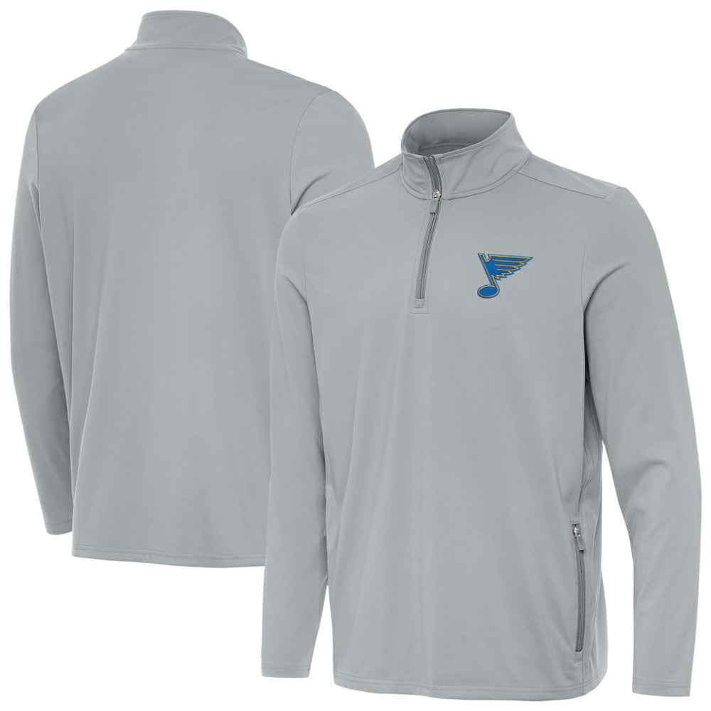 St. Louis Blues Antigua Perilous Quarter-Zip Sweatshirt - Gray - NHL 203361986