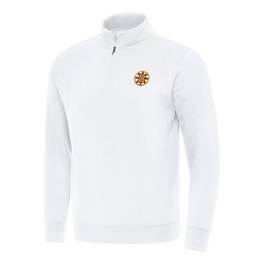 Boston Bruins Antigua Victory Quarter-Zip Pullover Top - White - NHL 203362005