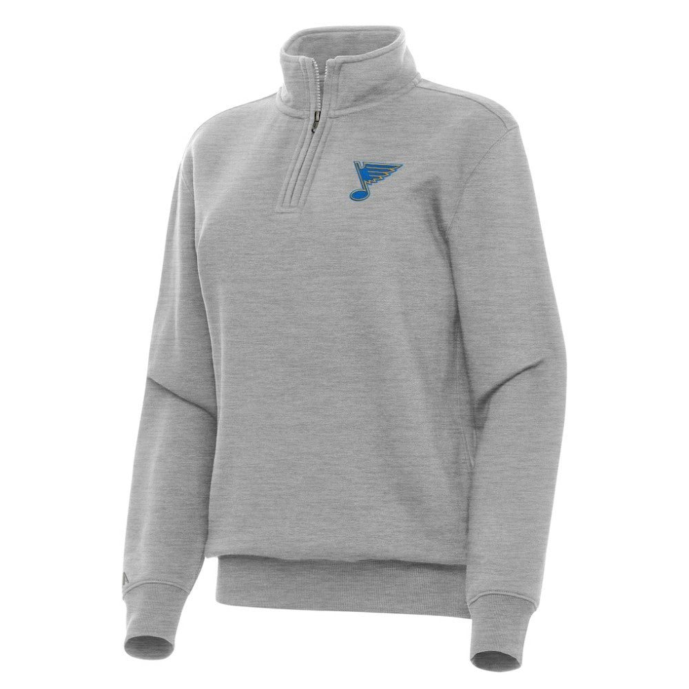St. Louis Blues Antigua Women's Victory Quarter-Zip Pullover Top - Heather Gray - NHL 203362009