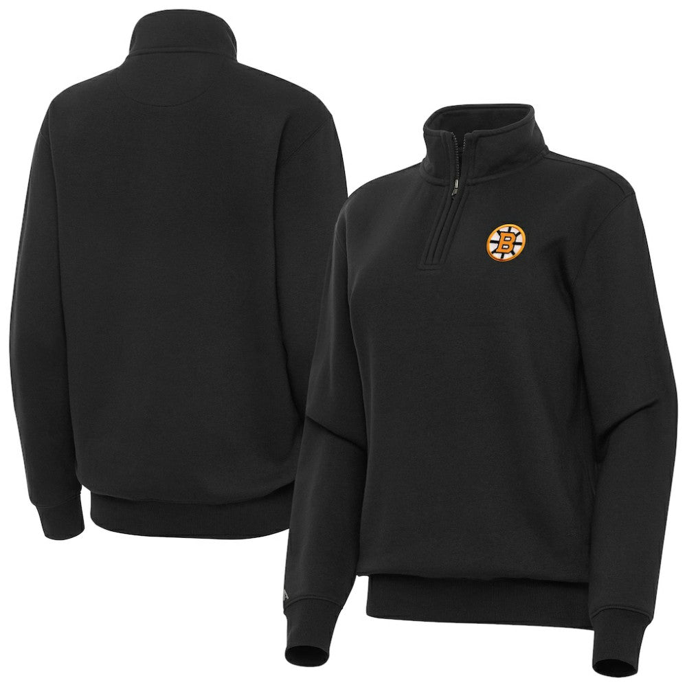 Boston Bruins Antigua Women's Victory Quarter-Zip Pullover Top - Black - NHL 203362010