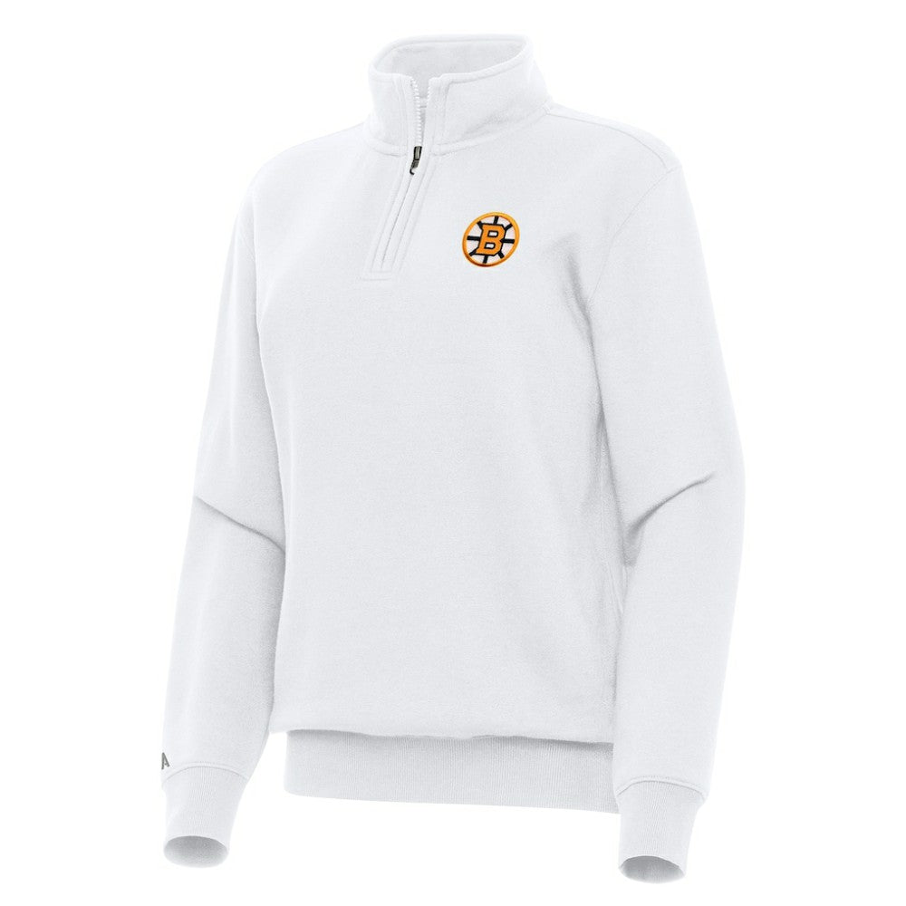 Boston Bruins Antigua Women's Victory Quarter-Zip Pullover Top - White - NHL 203362011