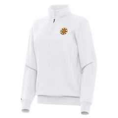 Boston Bruins Antigua Women's Victory Quarter-Zip Pullover Top - White - NHL 203362011