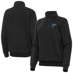 St. Louis Blues Antigua Women's Victory Quarter-Zip Pullover Top - Black - NHL 203362014