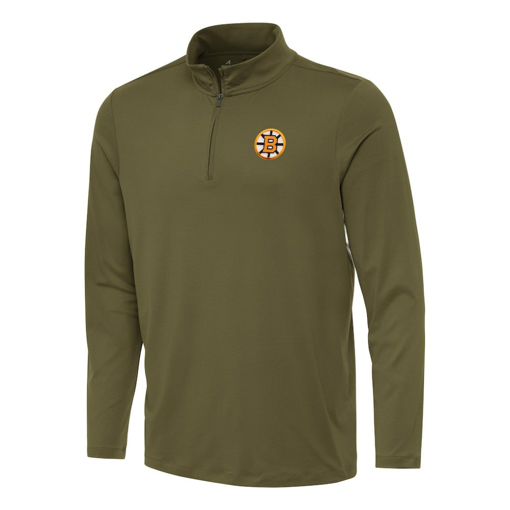 Boston Bruins Antigua Reprocess Quarter-Zip Pullover - Olive - NHL 203362026