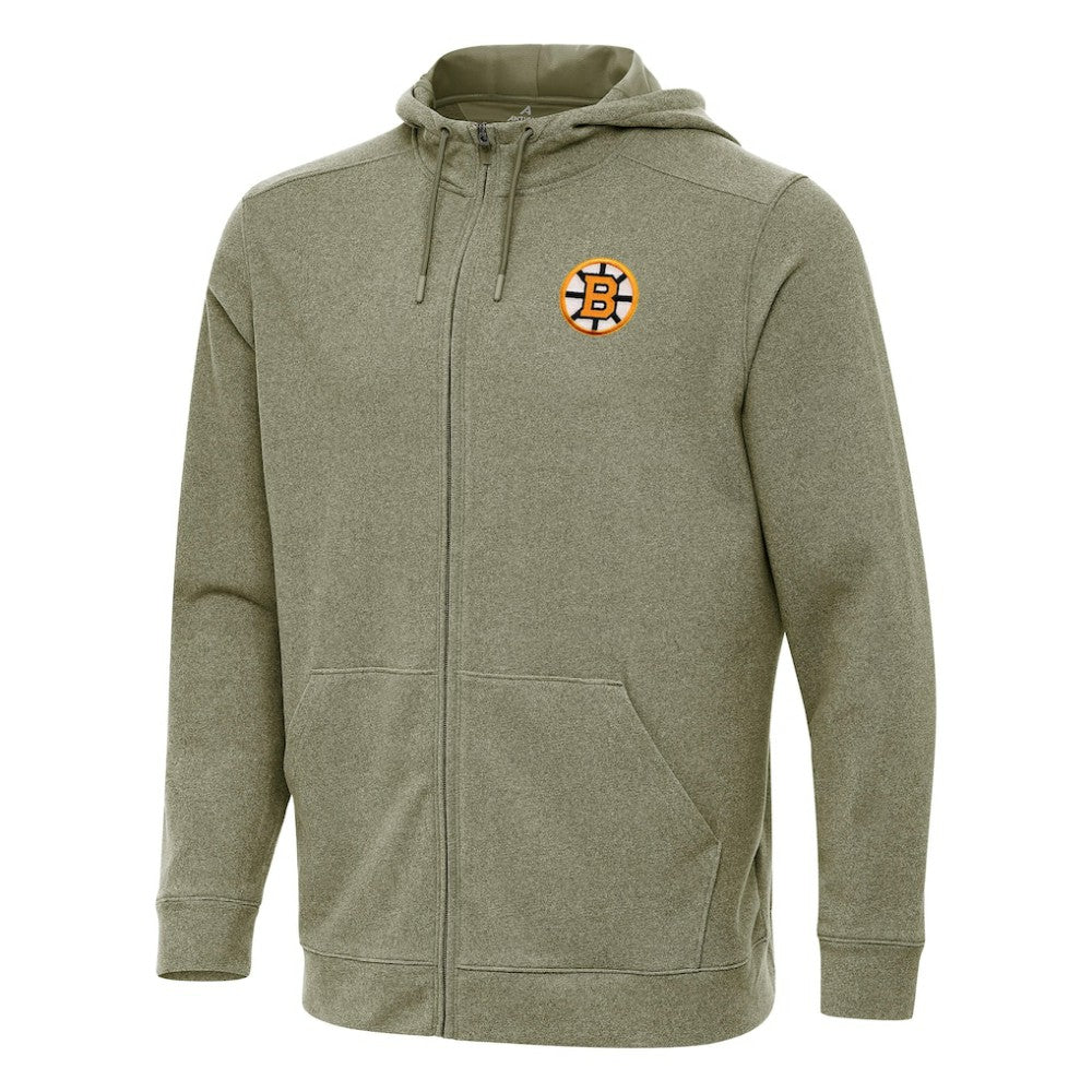 Boston Bruins Antigua Effortless Full-Zip Hoodie - Olive - NHL 203362092