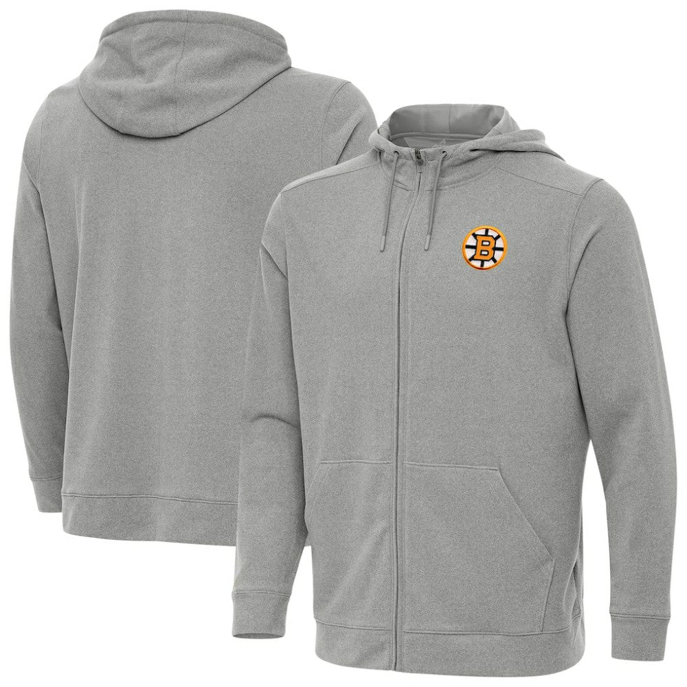 Boston Bruins Antigua Effortless Full-Zip Hoodie - Heather Gray - NHL 203362093