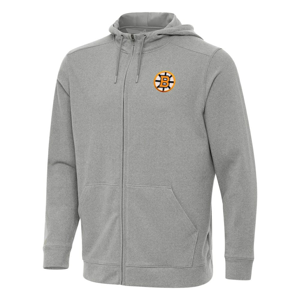 Boston Bruins Antigua Effortless Full-Zip Hoodie - Heather Gray - NHL 203362093