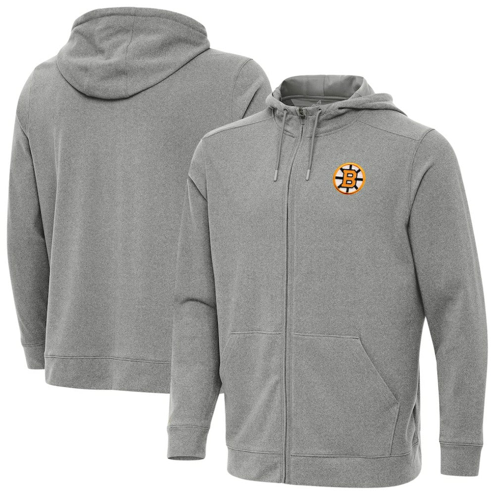 Boston Bruins Antigua Effortless Full-Zip Hoodie - Heather Black - NHL 203362094