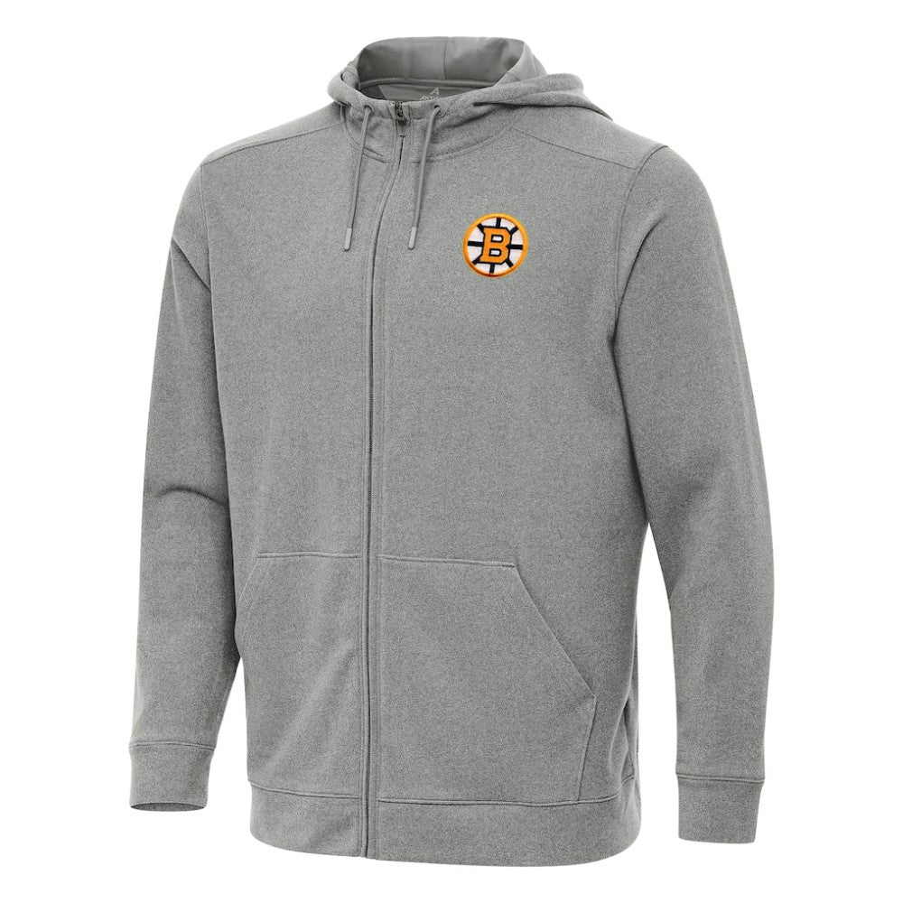 Boston Bruins Antigua Effortless Full-Zip Hoodie - Heather Black - NHL 203362094