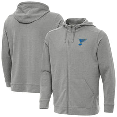 St. Louis Blues Antigua Effortless Full-Zip Hoodie - Heather Black - NHL 203362095