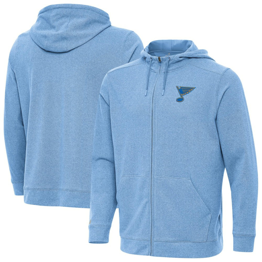 St. Louis Blues Antigua Effortless Full-Zip Hoodie - Heather Blue - NHL 203362096
