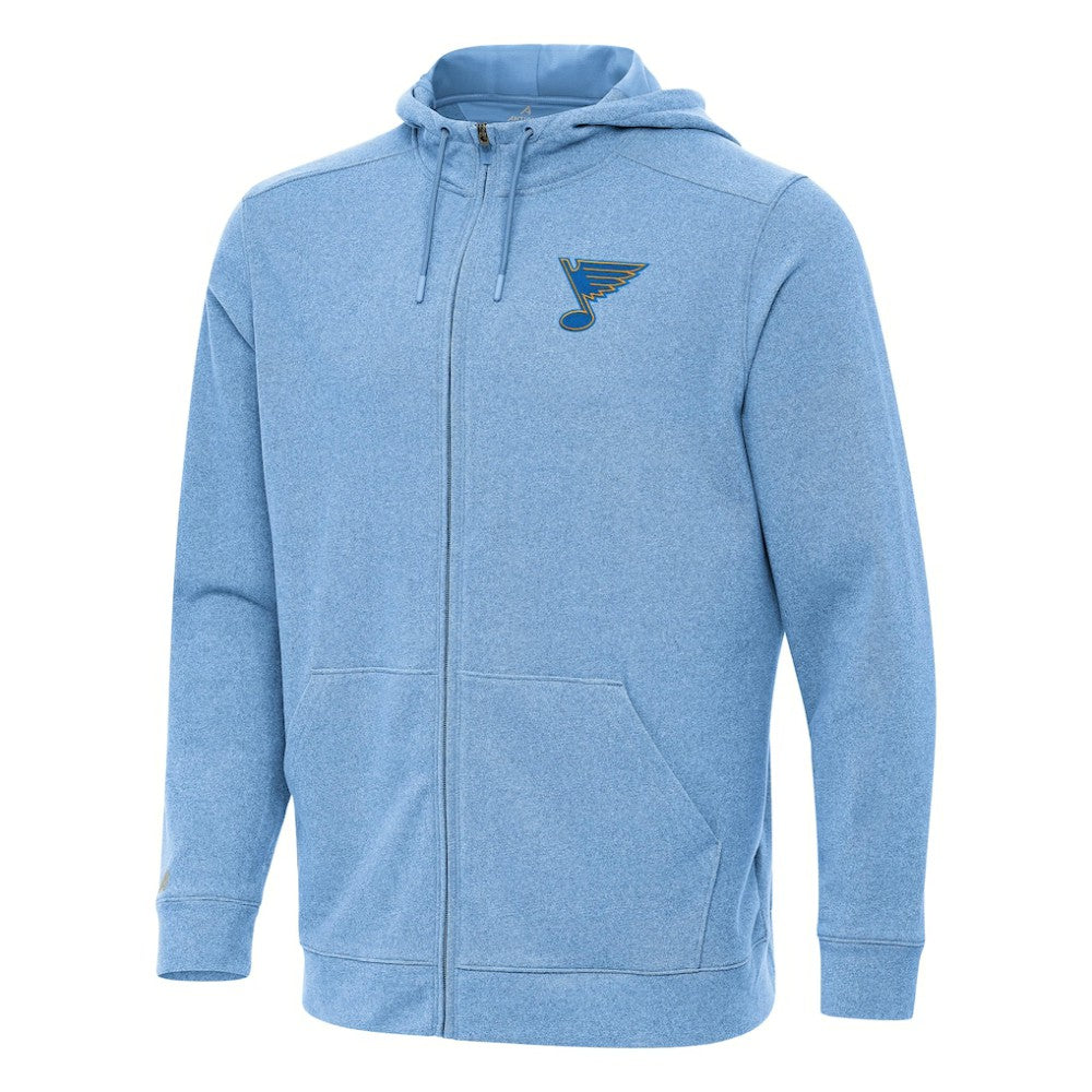 St. Louis Blues Antigua Effortless Full-Zip Hoodie - Heather Blue - NHL 203362096