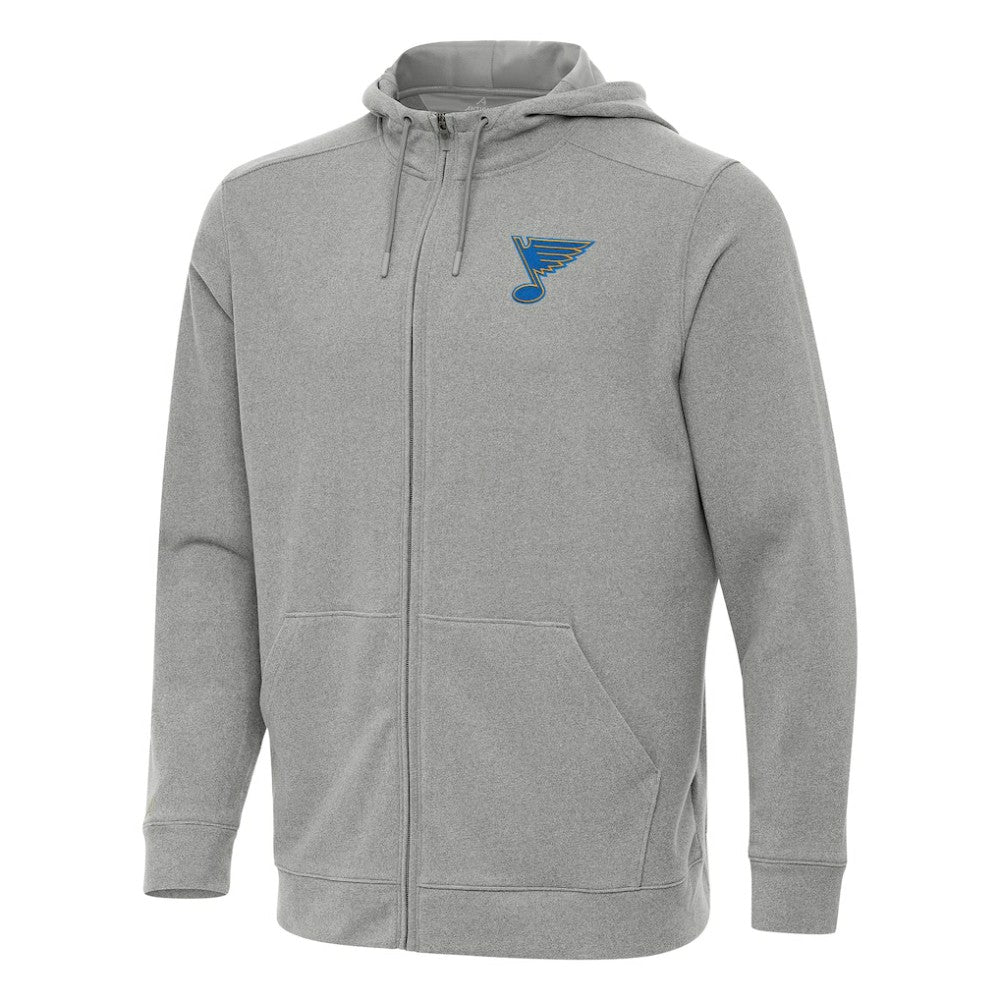 St. Louis Blues Antigua Effortless Full-Zip Hoodie - Heather Gray - NHL 203362097